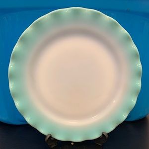 Hazel Atlas Turquoise Crinoline Plates Set Of 2